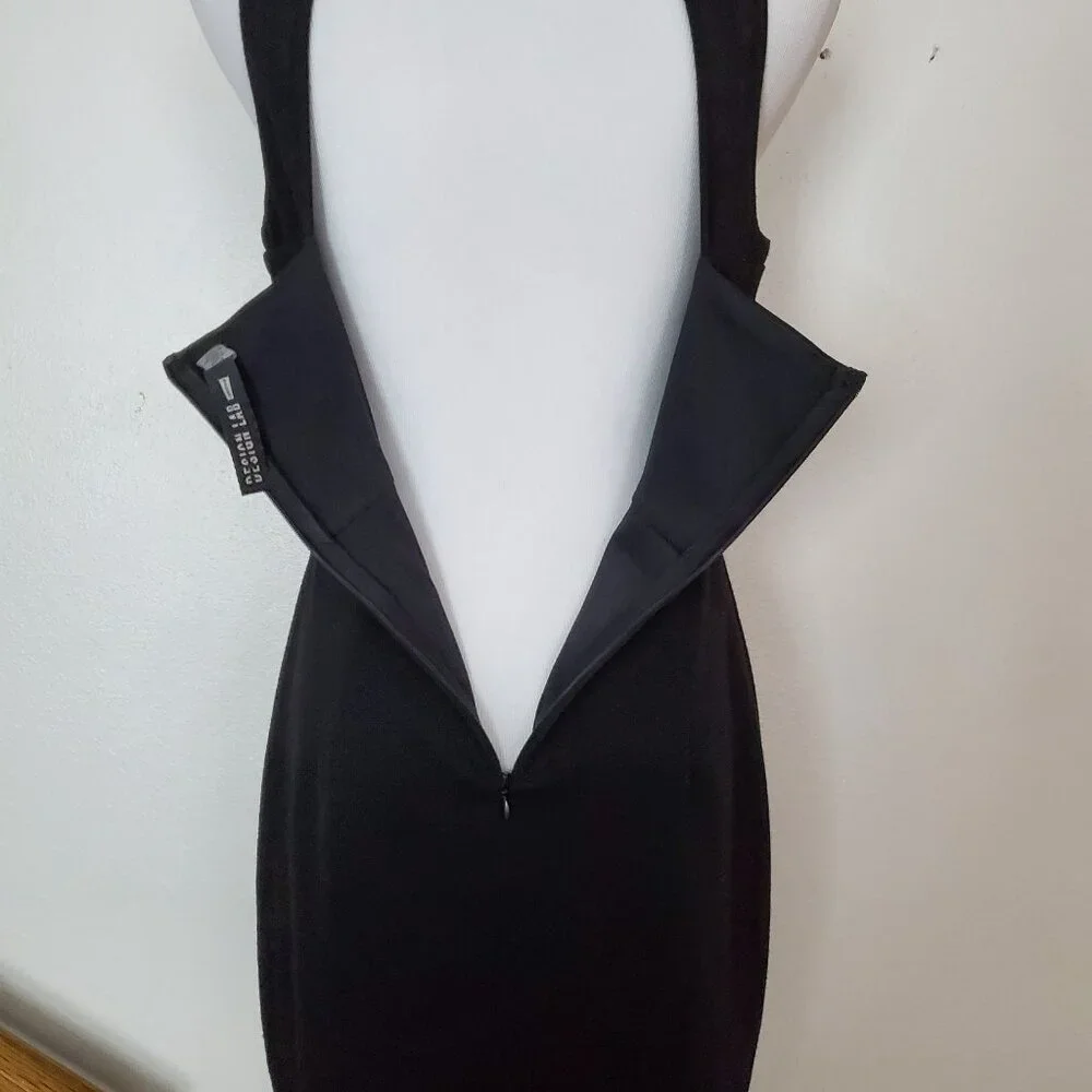 Design Lab Black Sleeveless Dress Large Geometric Tribal Print Partial Open Back - Picture 7 of 11